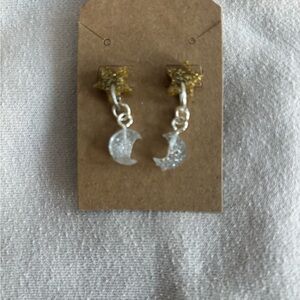 Silver Moon and Star Earrings